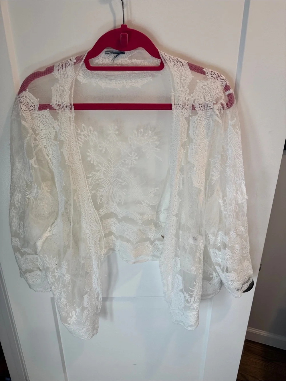 Sheer White Lace Kimono Cardigan